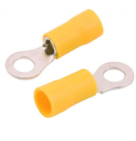 100 Conector Terminal Pré Isolado Olhal - Amarelo para fio 4,0mm a 6,0mm